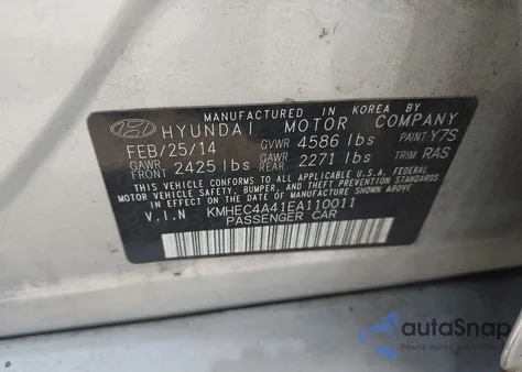 2014 Hyundai Sonata Hybrid Limited z USA, uszkodzony, nr VIN KMHEC4A41EA110011